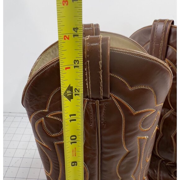 Vintage Tony Lama Cowboy Boots Men's Sz. 8.5 D Brown Leather Western Style - Picture 13 of 16